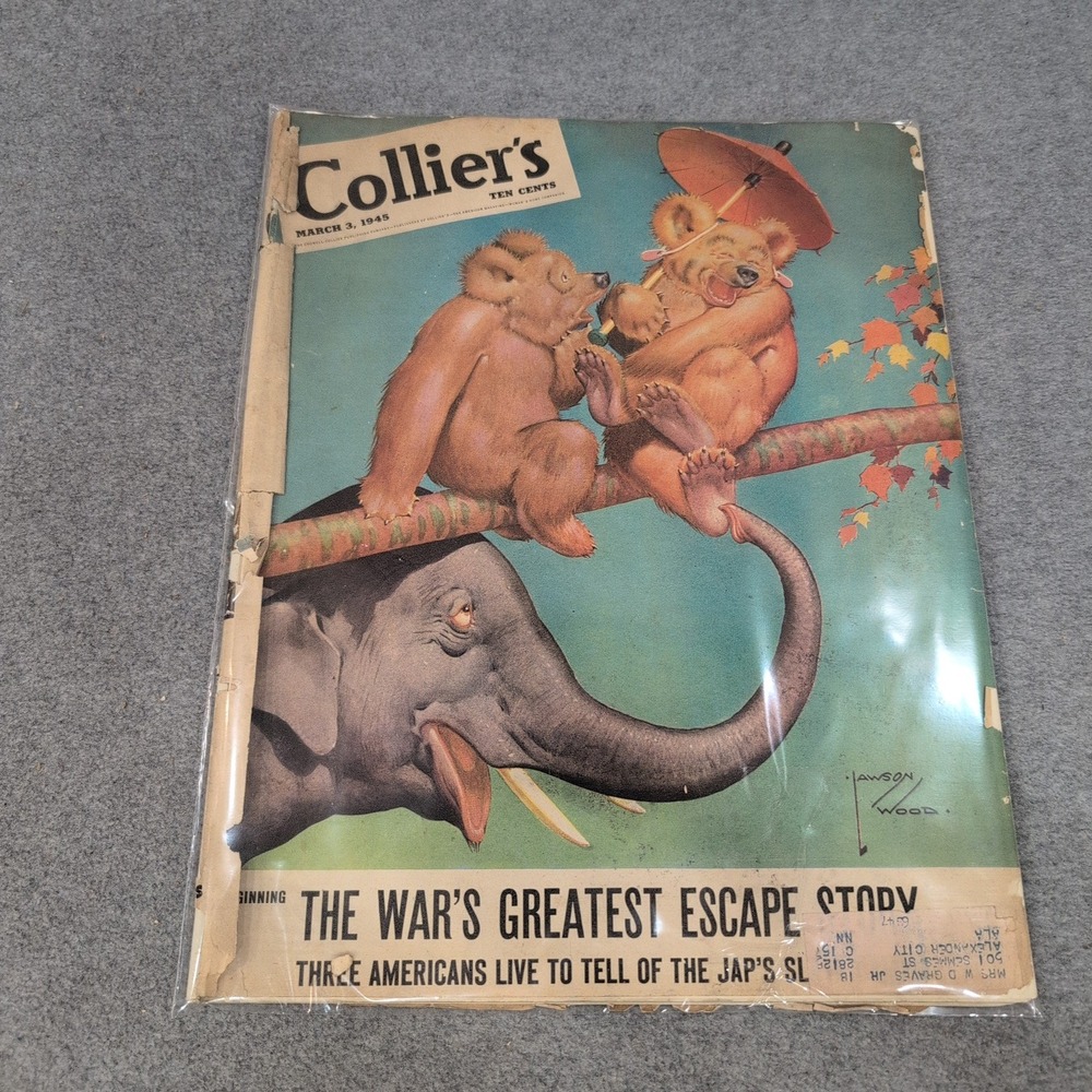 Collier's Magazine March 3 1945 Lawson Wood Cover War's Greatest Escape Story - Picture 1 of 1